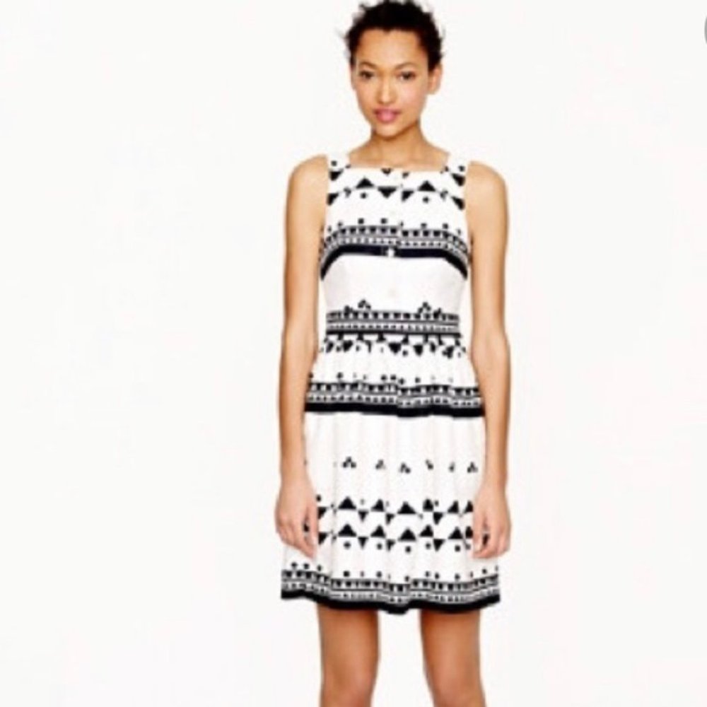 J. Crew Geometric White & Black Sundress